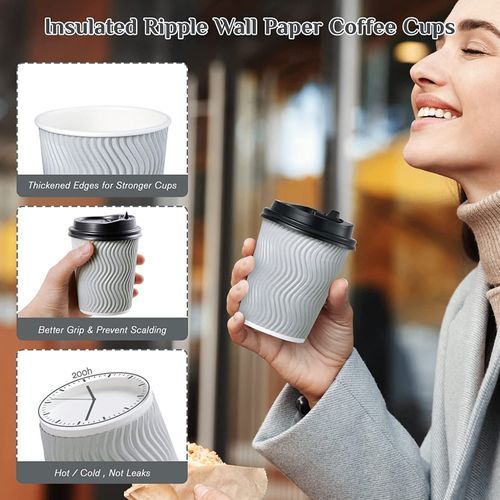 MUCHII [100 Pack] 8oz Disposable Coffee Cups, Paper Cups
