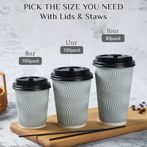 MUCHII [100 Pack] 8oz Disposable Coffee Cups, Paper Cups
