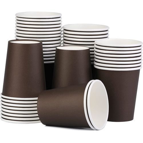 Giwrmu 50 Pack Disposable Paper Cups, 8 Oz Hot Brown Coffee