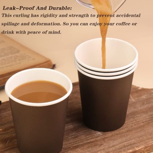 Giwrmu 50 Pack Disposable Paper Cups, 8 Oz Hot Brown Coffee