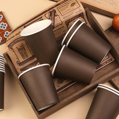 Giwrmu 50 Pack Disposable Paper Cups, 8 Oz Hot Brown Coffee