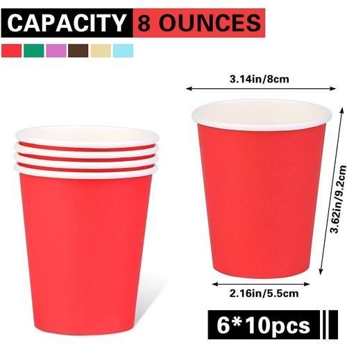 Giwrmu 50 Pack Disposable Paper Cups, 8 Oz Hot Brown Coffee