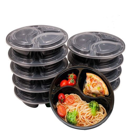 50 Pieces 3 Compartment Microwavable Oven Safe Meal Prep Container