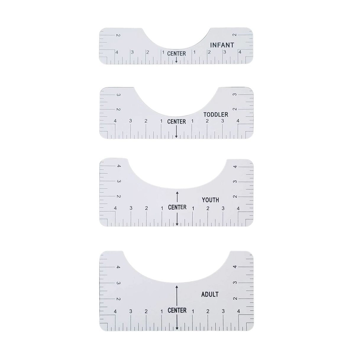 4PCS T-Shirt Alignment Ruler Craft Ruler PVC T-Shirt