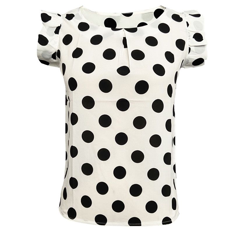 New Summer Large Size Polka Dot Women #39;s Short-sleeved