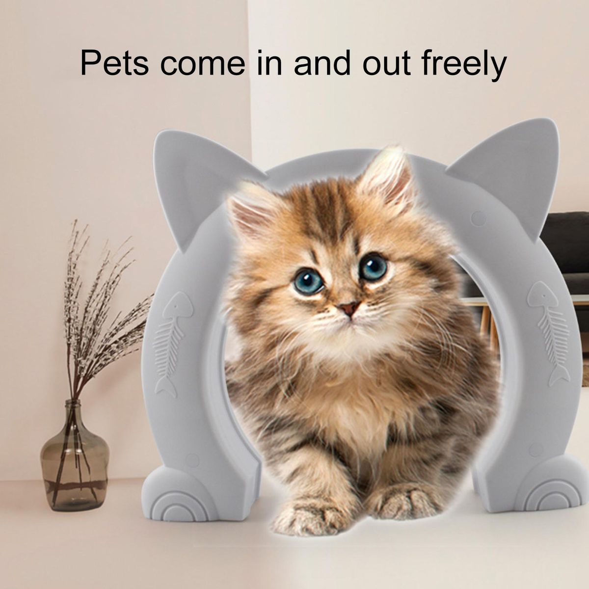 Kitten Door Cat Ears Shape Indoor Pet Kitten Puppy Door White