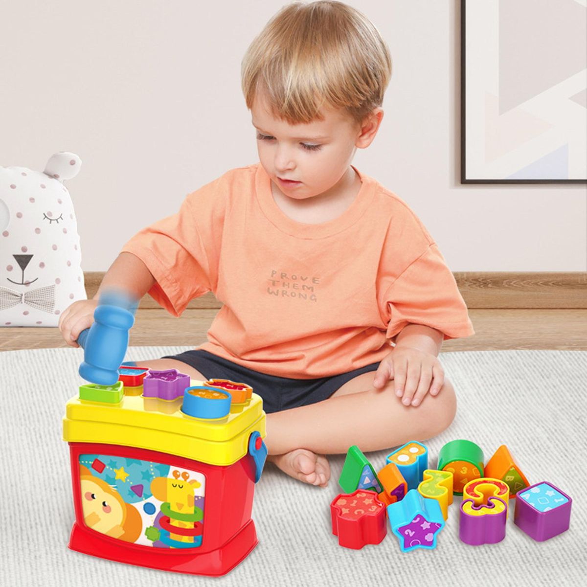 Shape Sorter Toy Geometric Figure Rainbow Tower Stacking Ring Multicolor