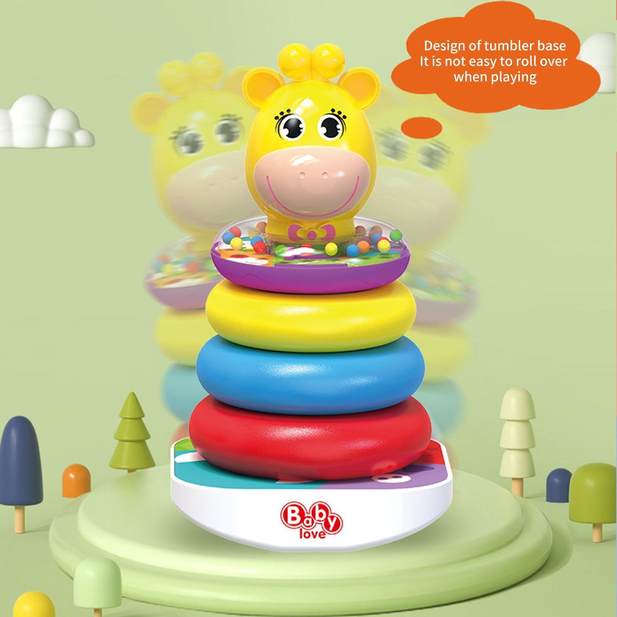 Shape Sorter Toy Geometric Figure Rainbow Tower Stacking Ring Multicolor