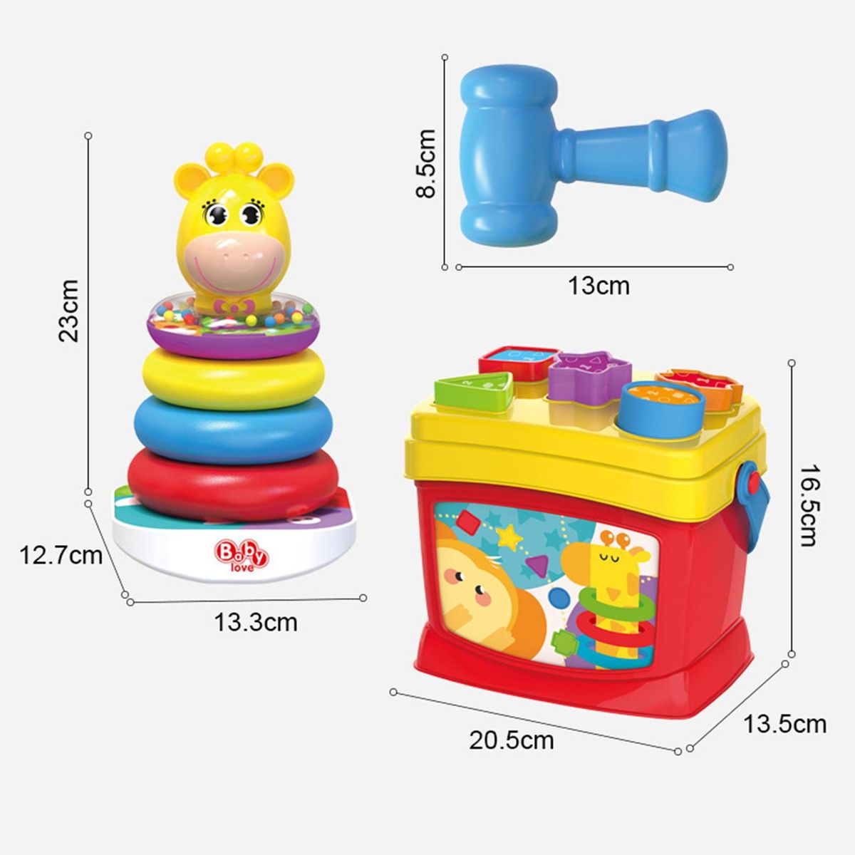 Shape Sorter Toy Geometric Figure Rainbow Tower Stacking Ring Multicolor