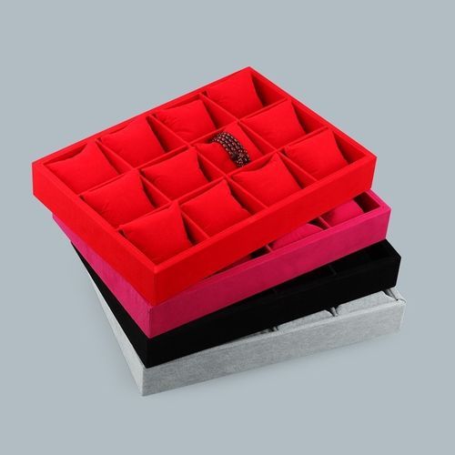Velvet 12 Grids Watch Box Tray With Pillow Bracelet Display Tray Box Necklace Earring Container Boxes Case Jewelry Organizer