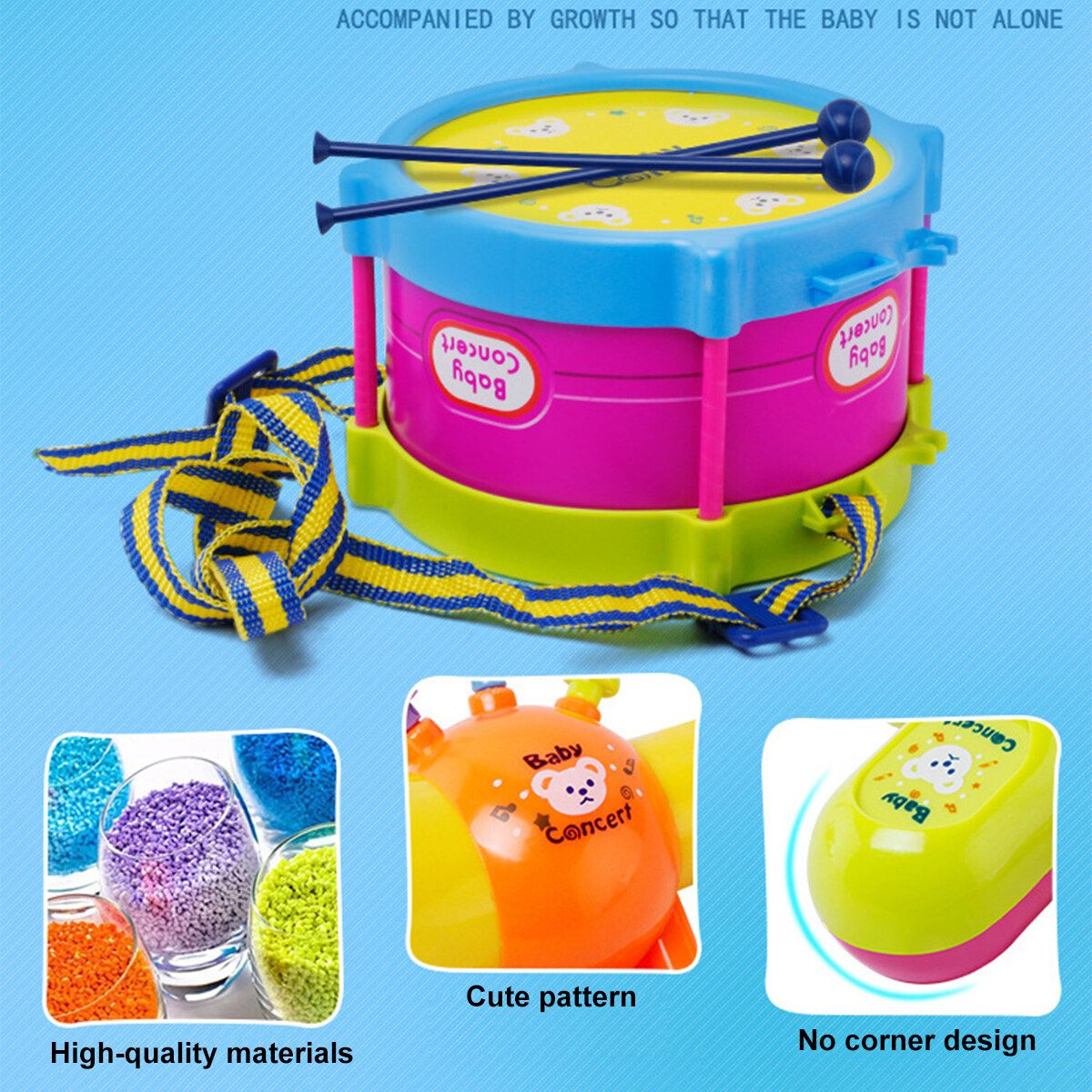 5pcs/Set Baby Boy Girl Drum Musical Instruments Kids Band Kit Children Gift Toys