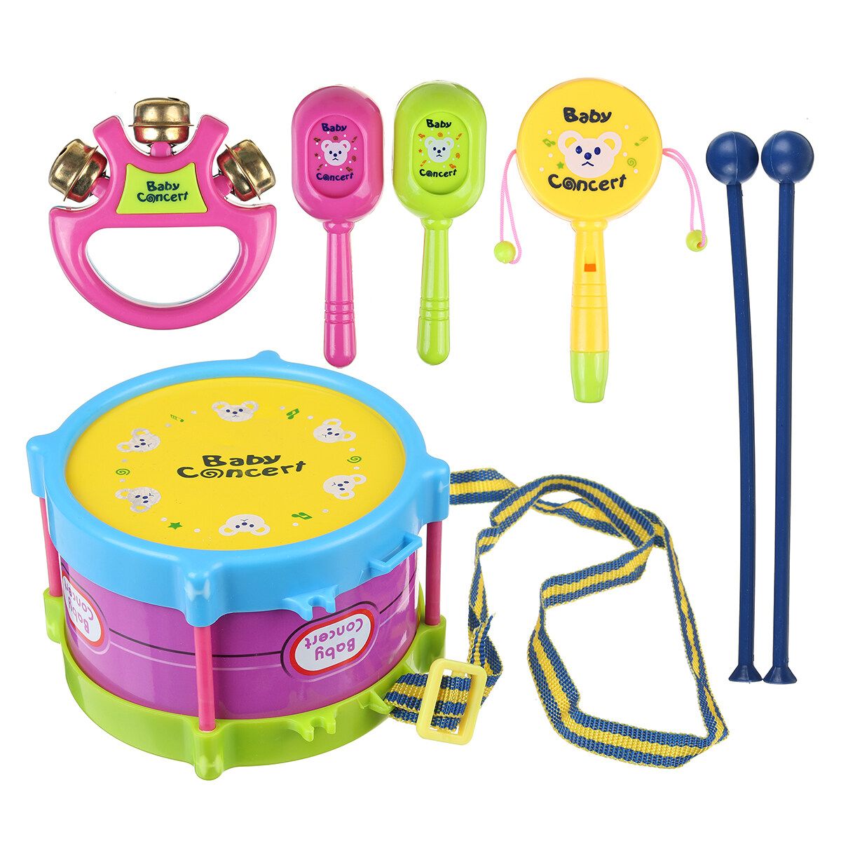 5pcs/Set Baby Boy Girl Drum Musical Instruments Kids Band Kit Children Gift Toys