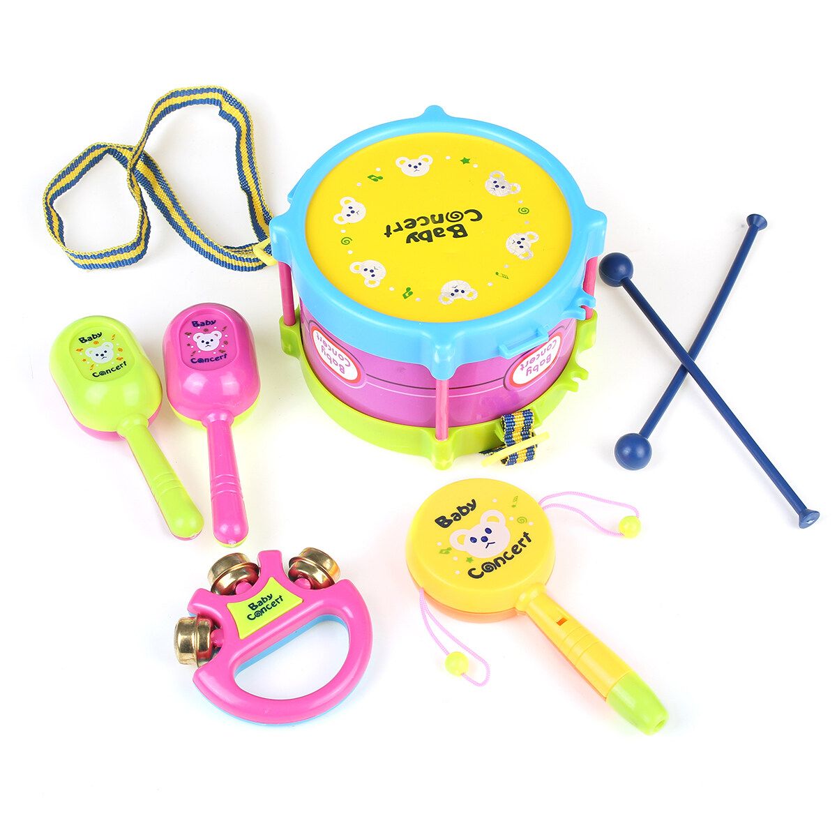 5pcs/Set Baby Boy Girl Drum Musical Instruments Kids Band Kit Children Gift Toys
