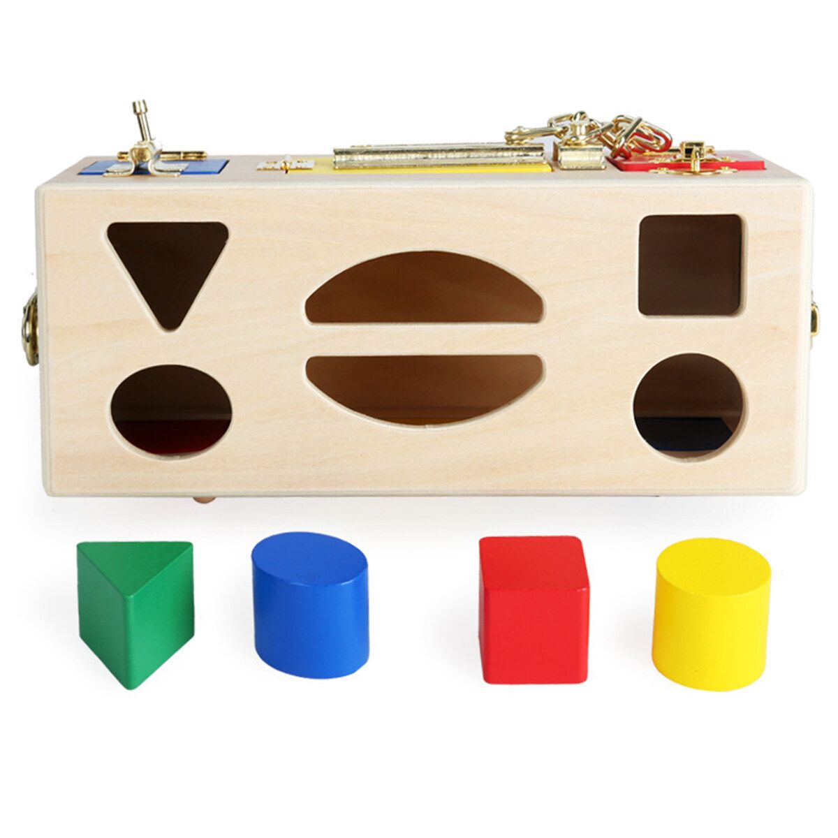 29x12x14cm Wooden Montessori Lock Latch Box Toy For Children Kids Early Education Toy Gift