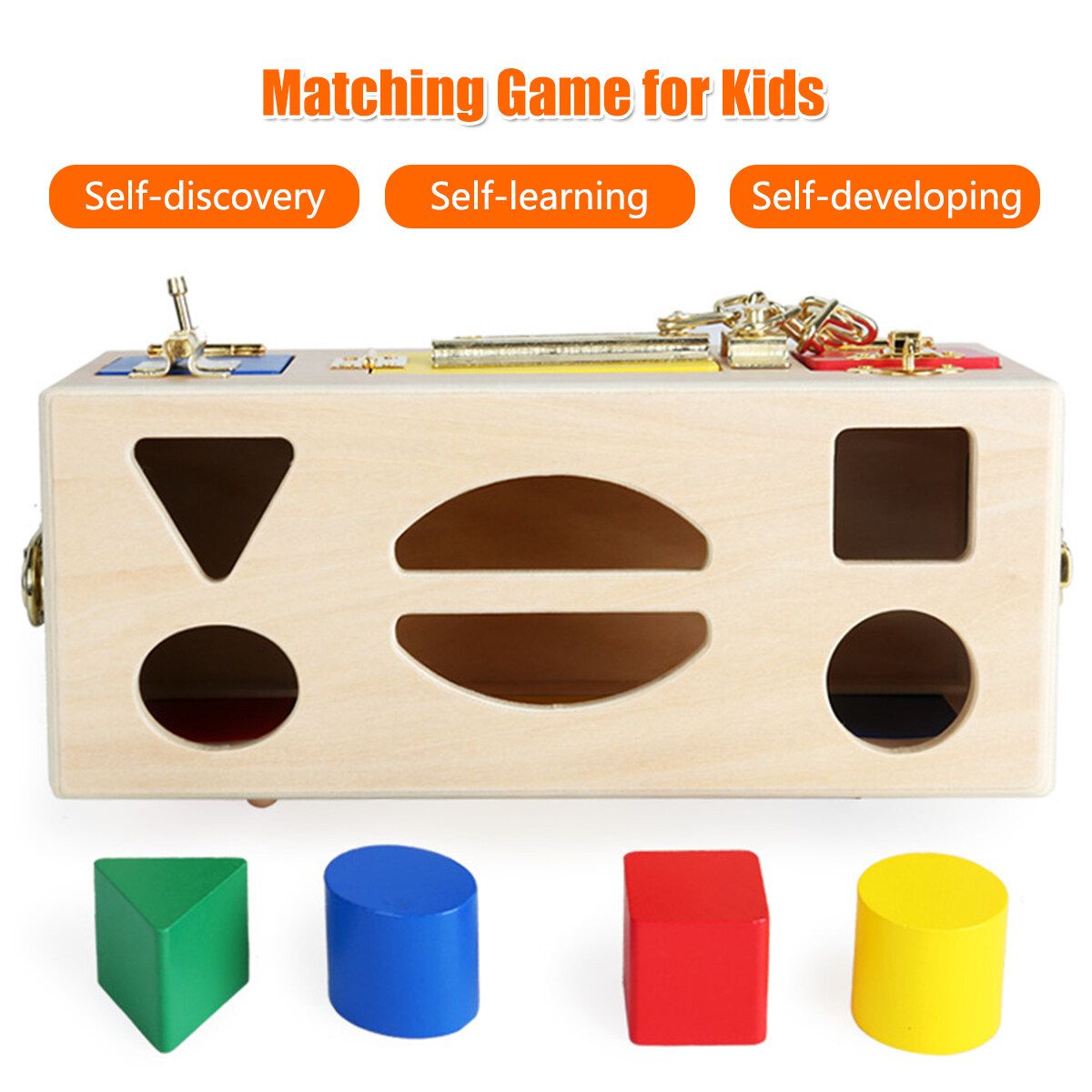 29x12x14cm Wooden Montessori Lock Latch Box Toy For Children Kids Early Education Toy Gift
