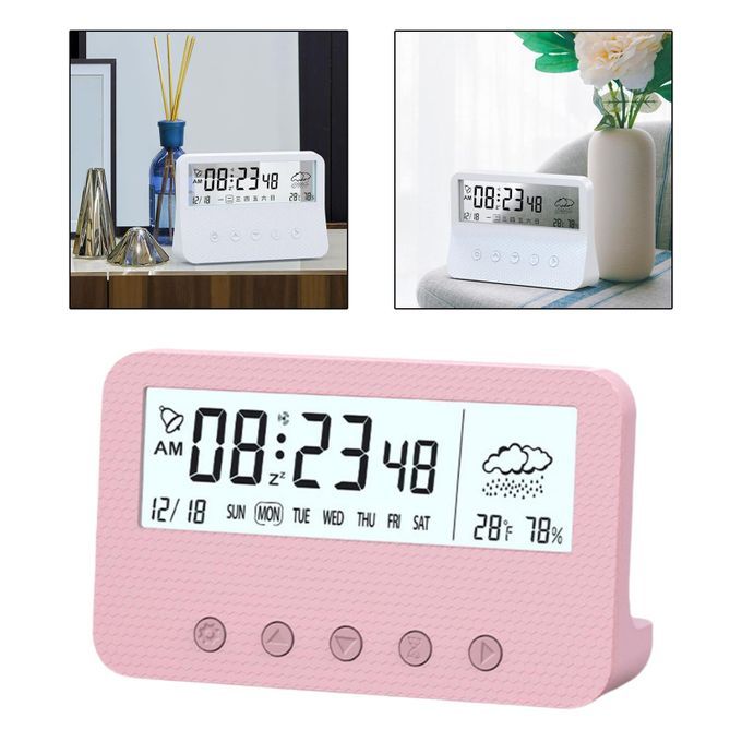 Alarm Clock  Hygrometer Snooze Weather Station For Pink