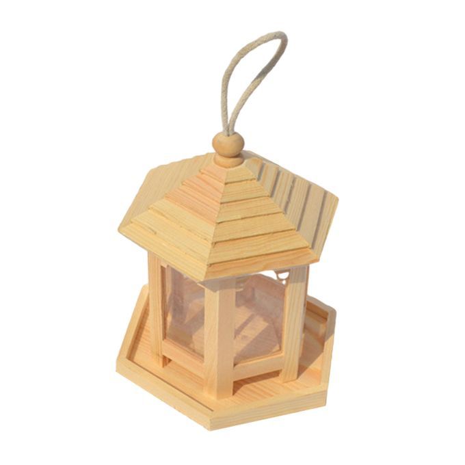 Wood Wild Bird Feeder Wooden Hanging Gazebo Home Garden Decor For