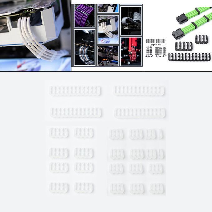 24 Pcs Cable Comb GPU 6 Pin 8 Pin Motherboard 24 Pin For 3.0 To White