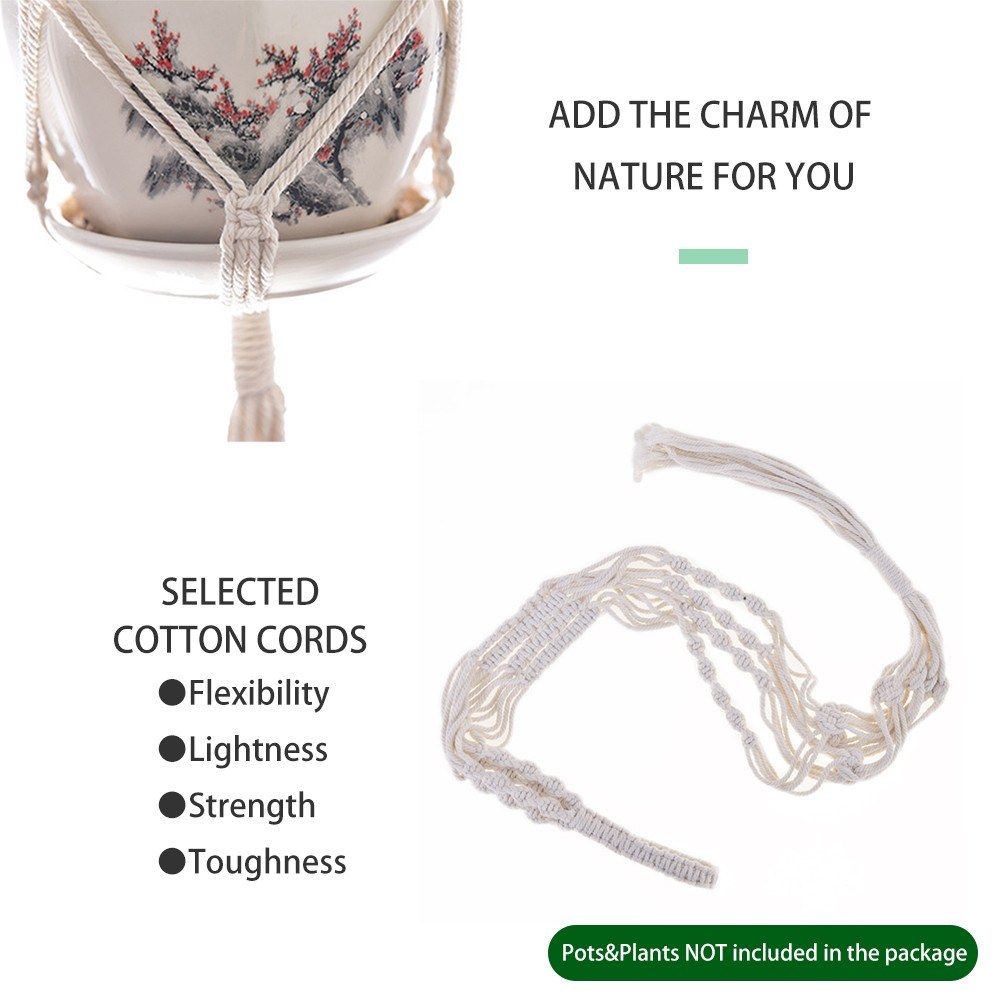 Set Of 4 Plant Hangers Handmade Cotton Macrame Plant Holder