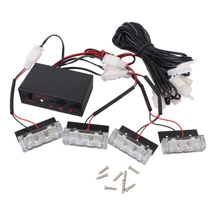 4 X 3 LED Car Front Grille Police Warning Lights Pack Of 4