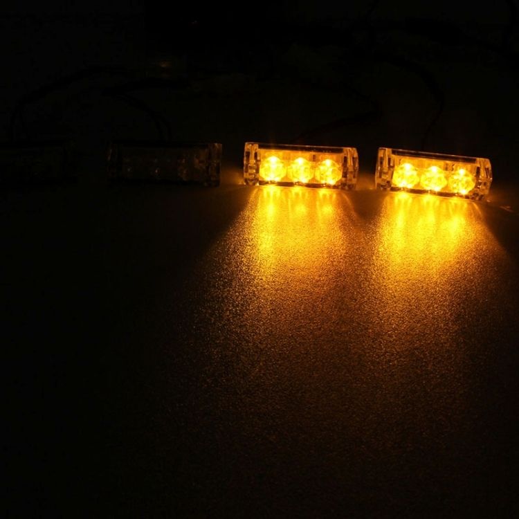 4 X 3 LED Car Front Grille Police Warning Lights Pack Of 4