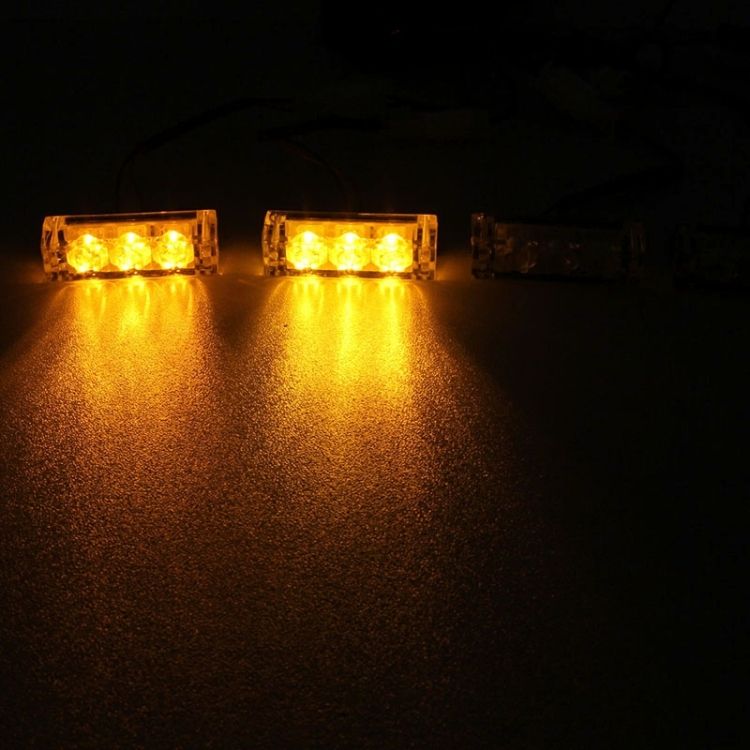 4 X 3 LED Car Front Grille Police Warning Lights Pack Of 4