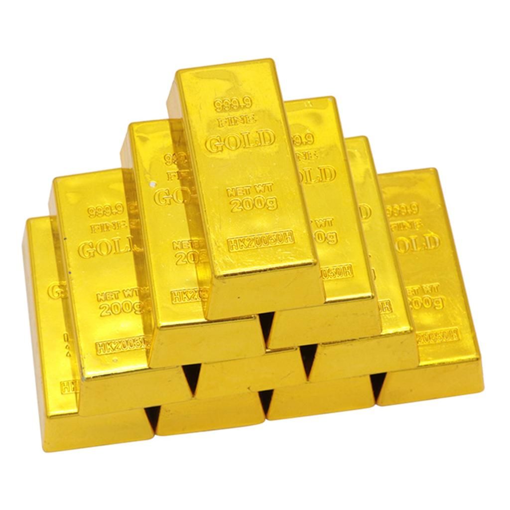 5pcs  Gold Bullion Bar Paperweight Door Stop For Childen Kids Toy