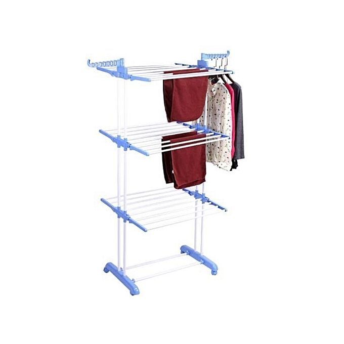 Double Pole 3tier Cloth Drying Hanger( White &Blue )