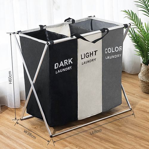Laundry Hamper Foldable Basket 1/2/3 Section Portable.