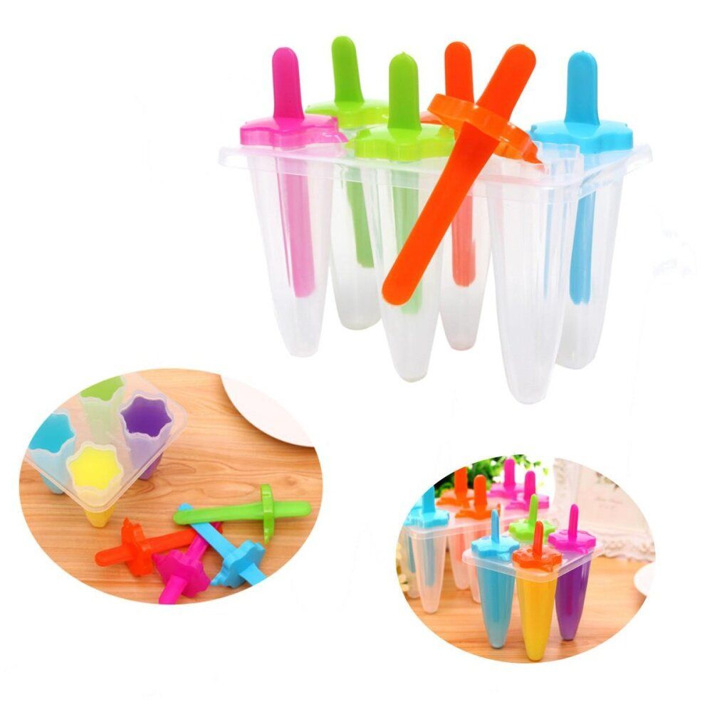 DIY Ice Lolly Mold Maker Ice- Frozen Mould Ice Pole Freezer Tray 6 Cell