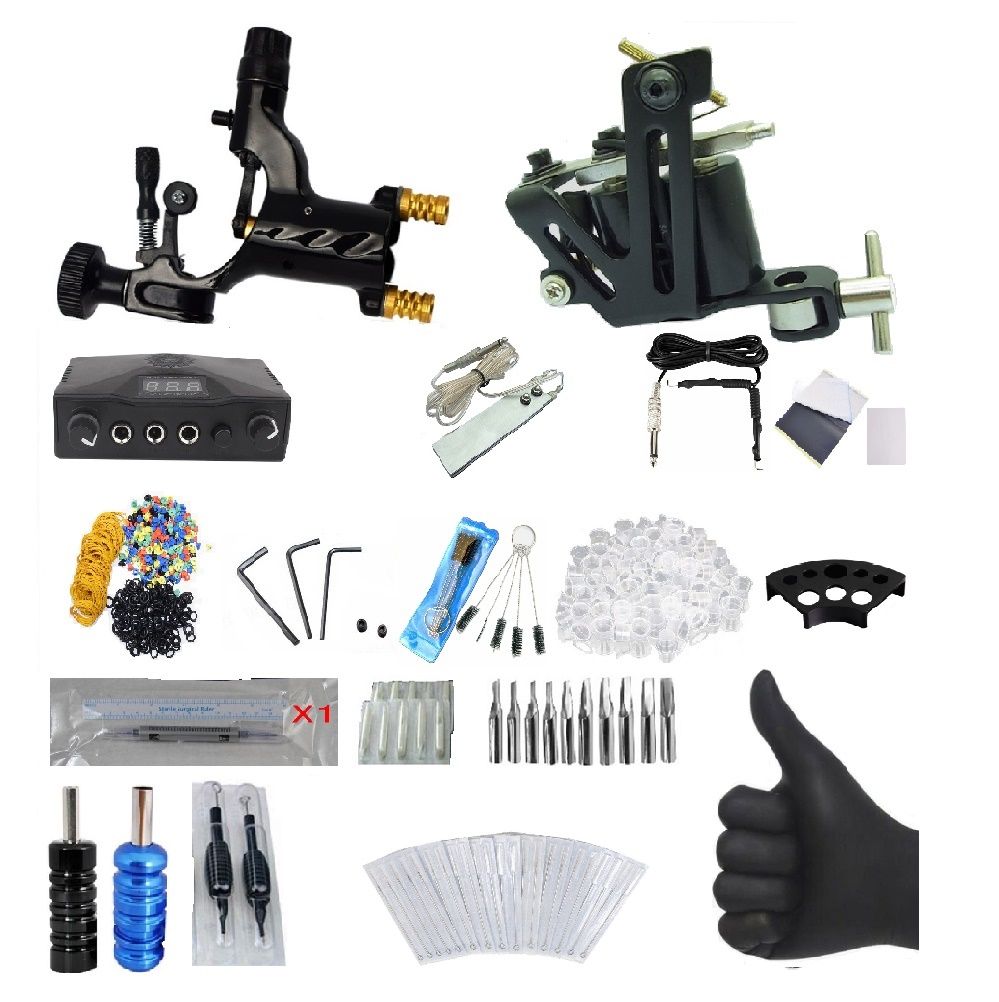 Professional Complete Tattoo Kit 2 Machines 50 Needles