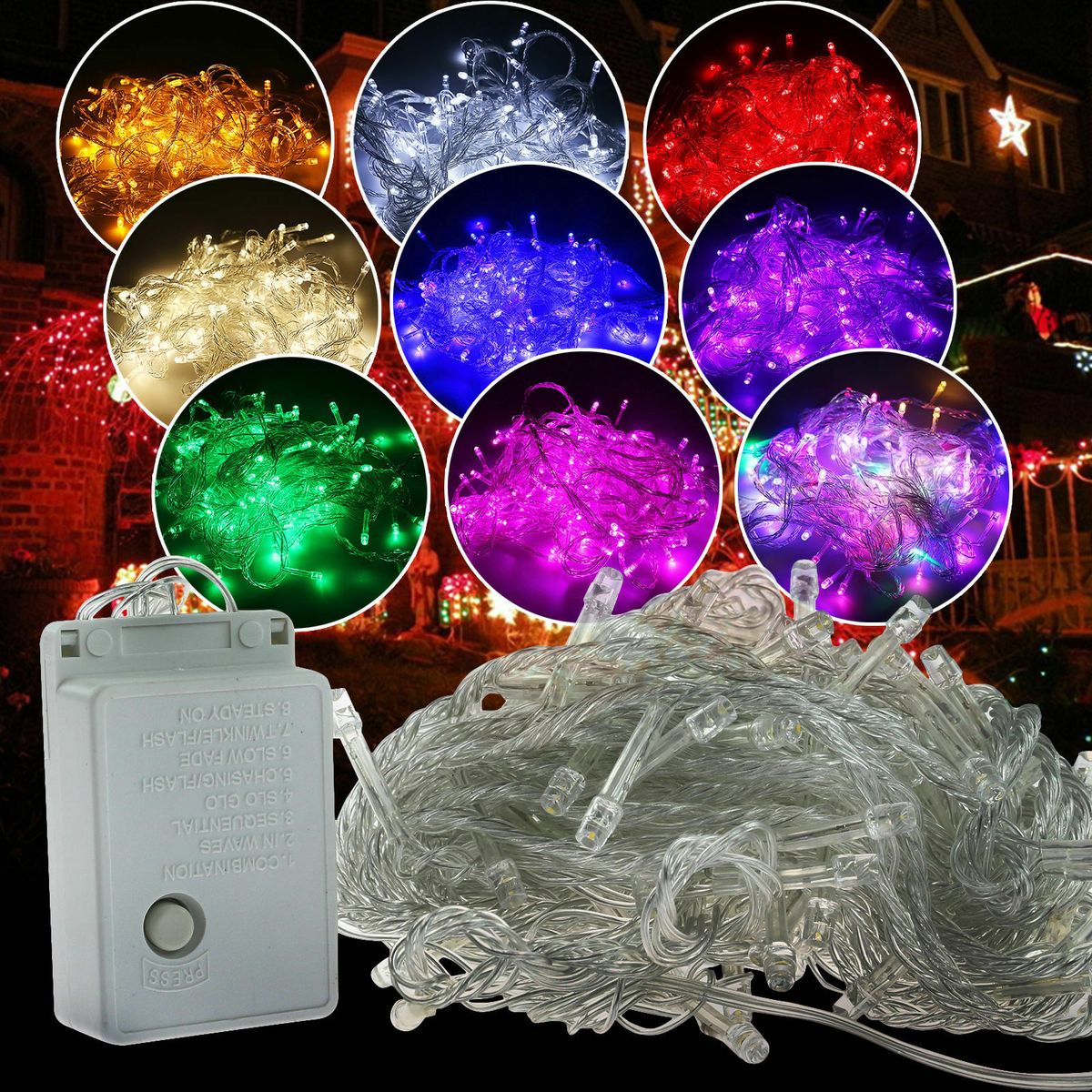 10M LED Fairy String Lights Multicolor Gard 100 LED Beads Outdoor Waterproof Holiday Party Christmas Tree Decor AC 110V 220V--Warm White-- 110V