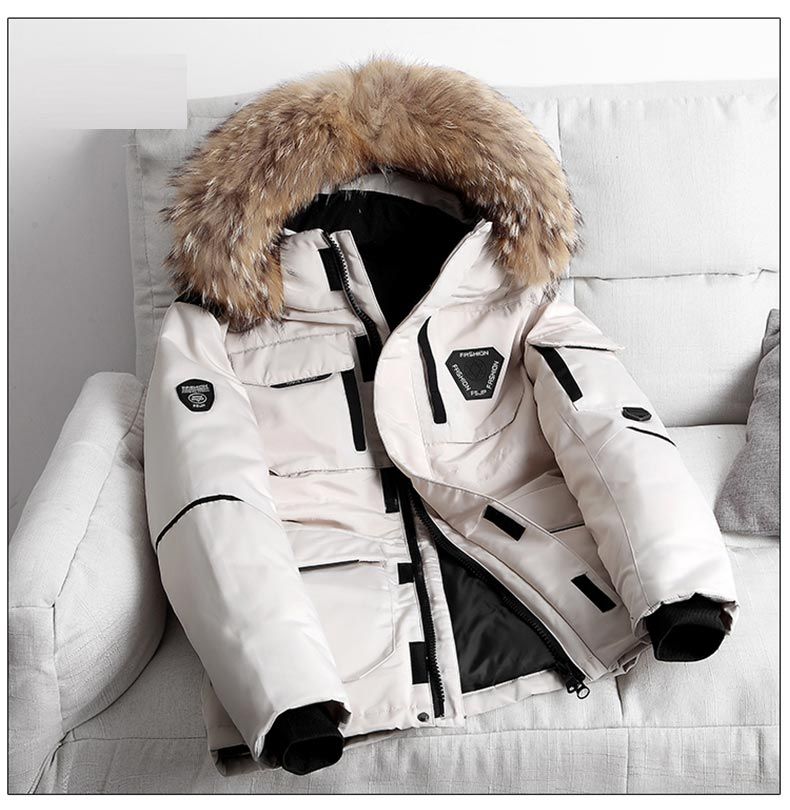 -30 Degree Down Parkas Snow Jacket Men Woman Winter White Duck Down - White