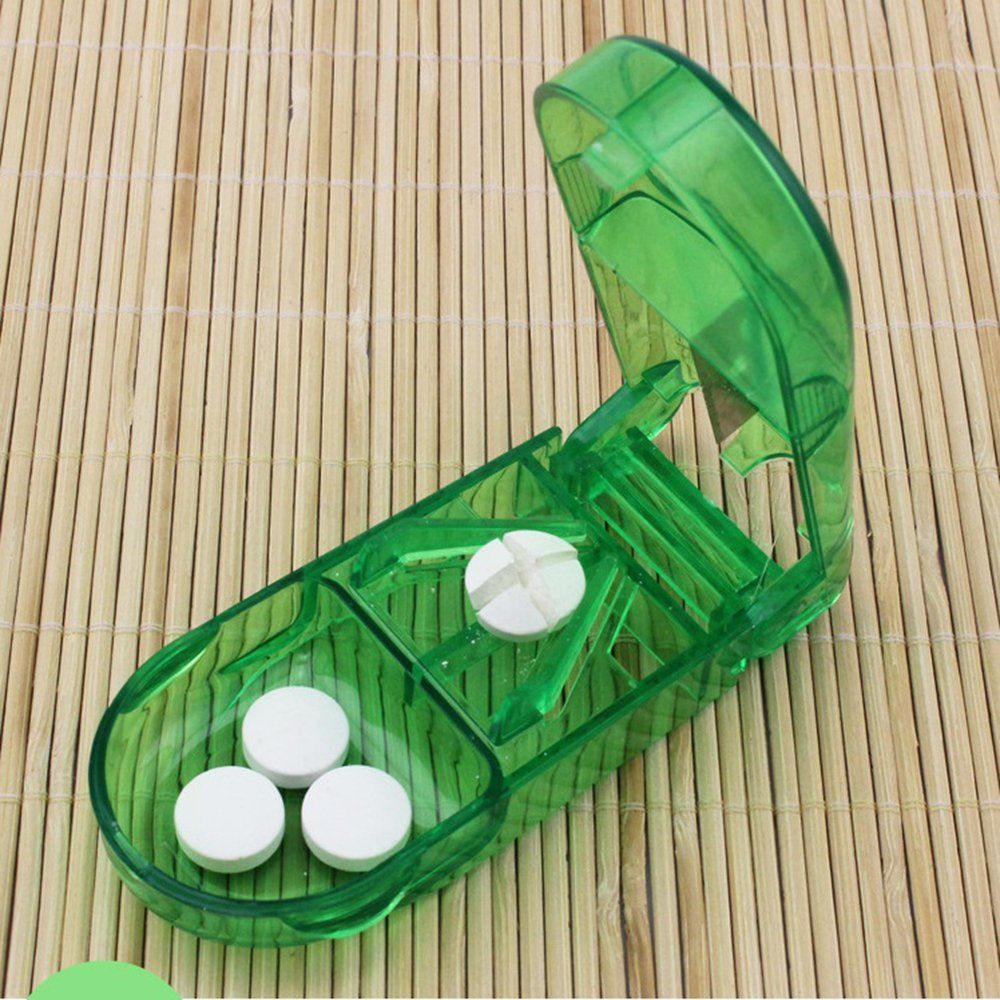 Pill Cutter Medicine Box Portable Dispenser Green