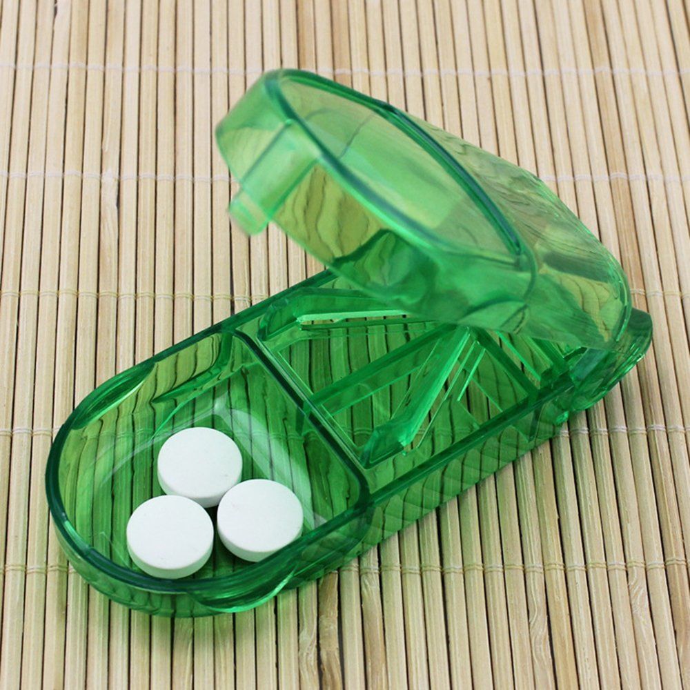 Pill Cutter Medicine Box Portable Dispenser Green