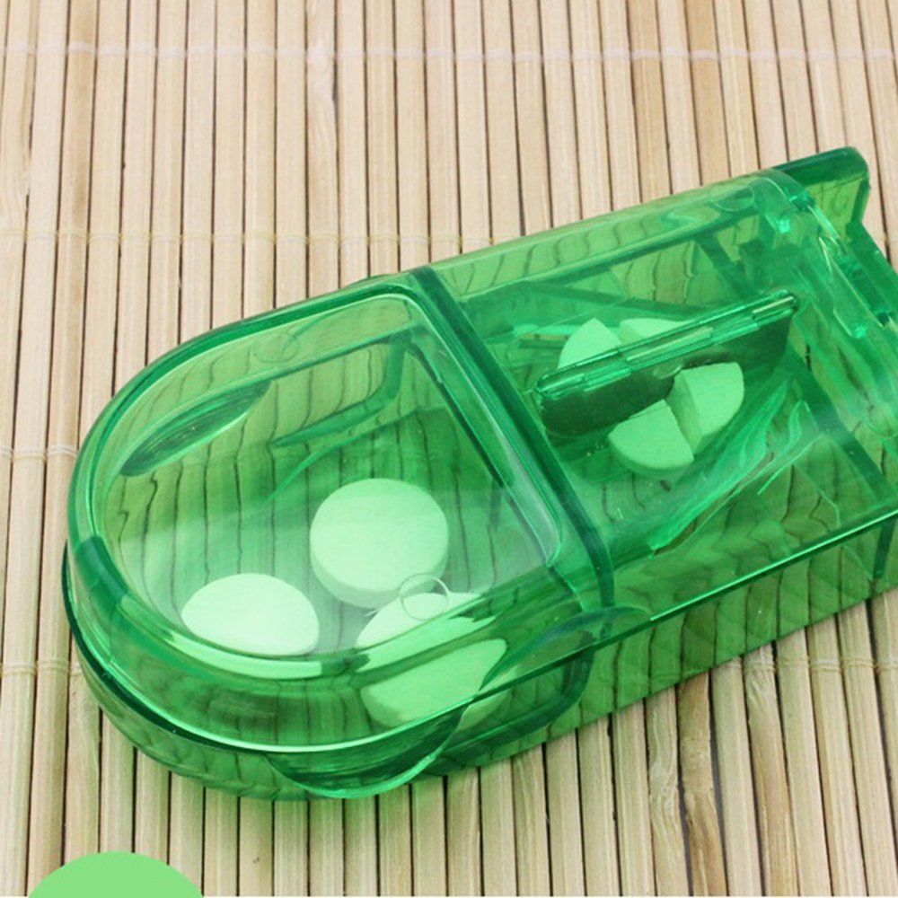 Pill Cutter Medicine Box Portable Dispenser Green
