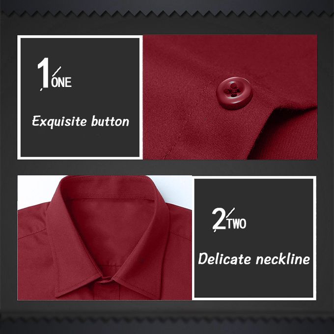 Men‘s Shirt Fashion Formal Long Sleeve Business-Red