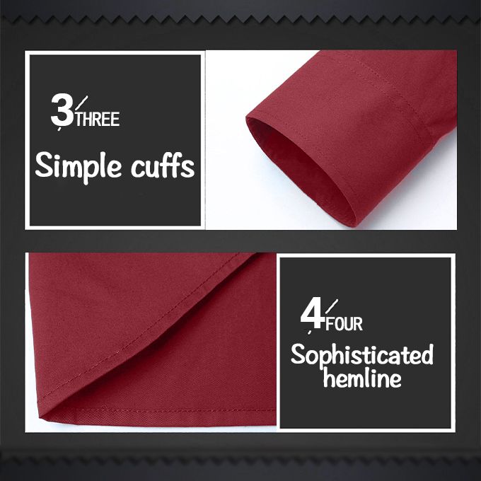 Men‘s Shirt Fashion Formal Long Sleeve Business-Red