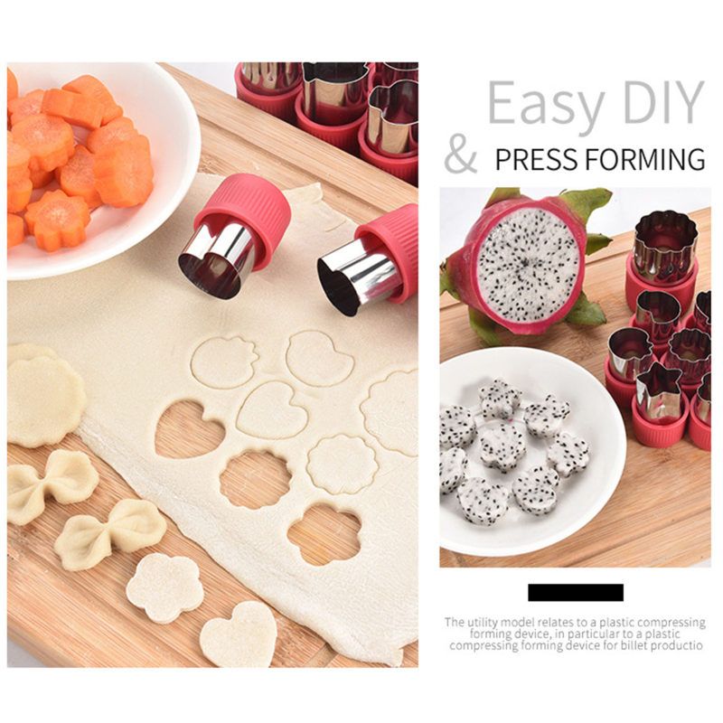 12Pcs/set Kitchen Tool Cutter Mold Cake Cutting-Red