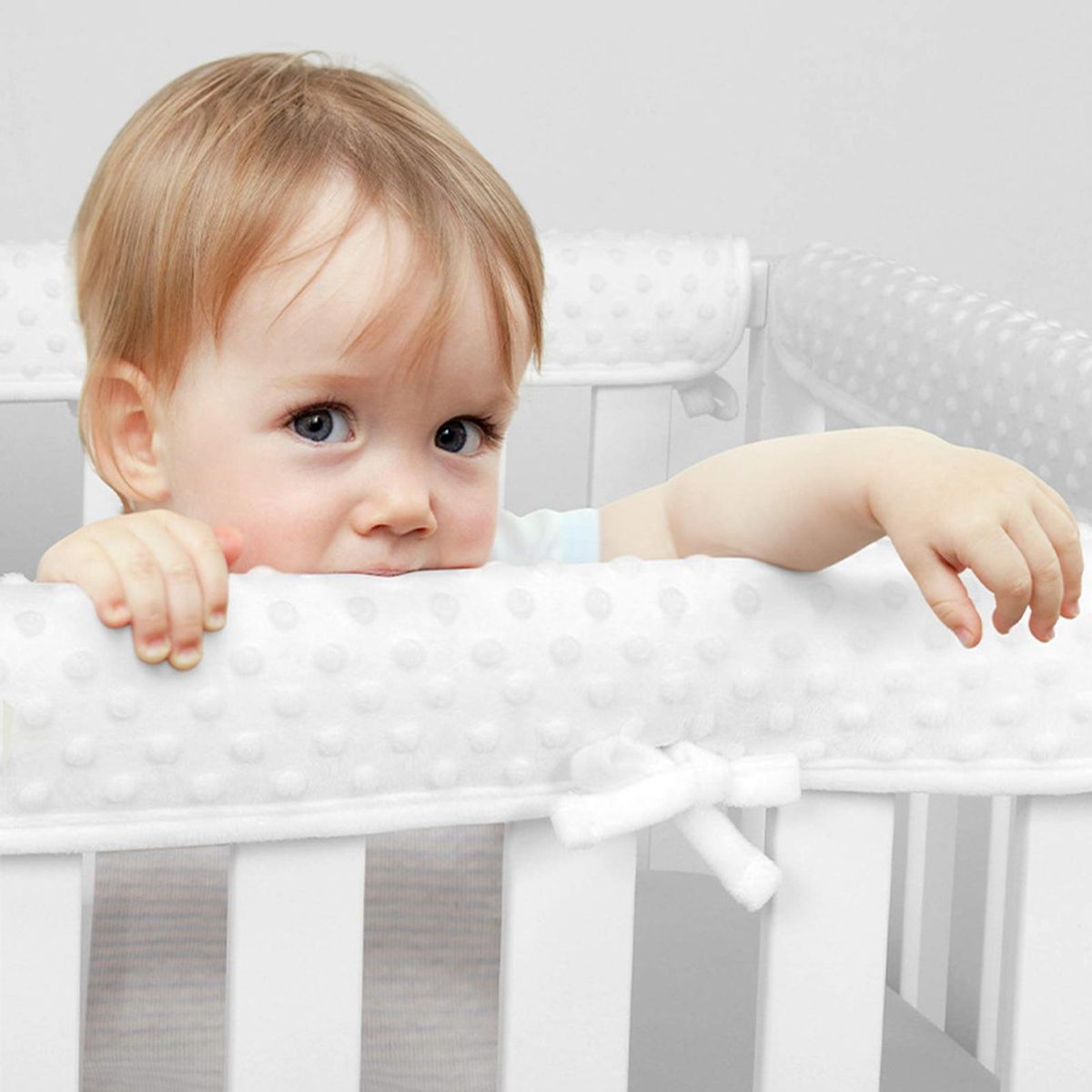 Collapsible Bed Rail for Kids Soft Safe Bed Rail Protection Set Baby White
