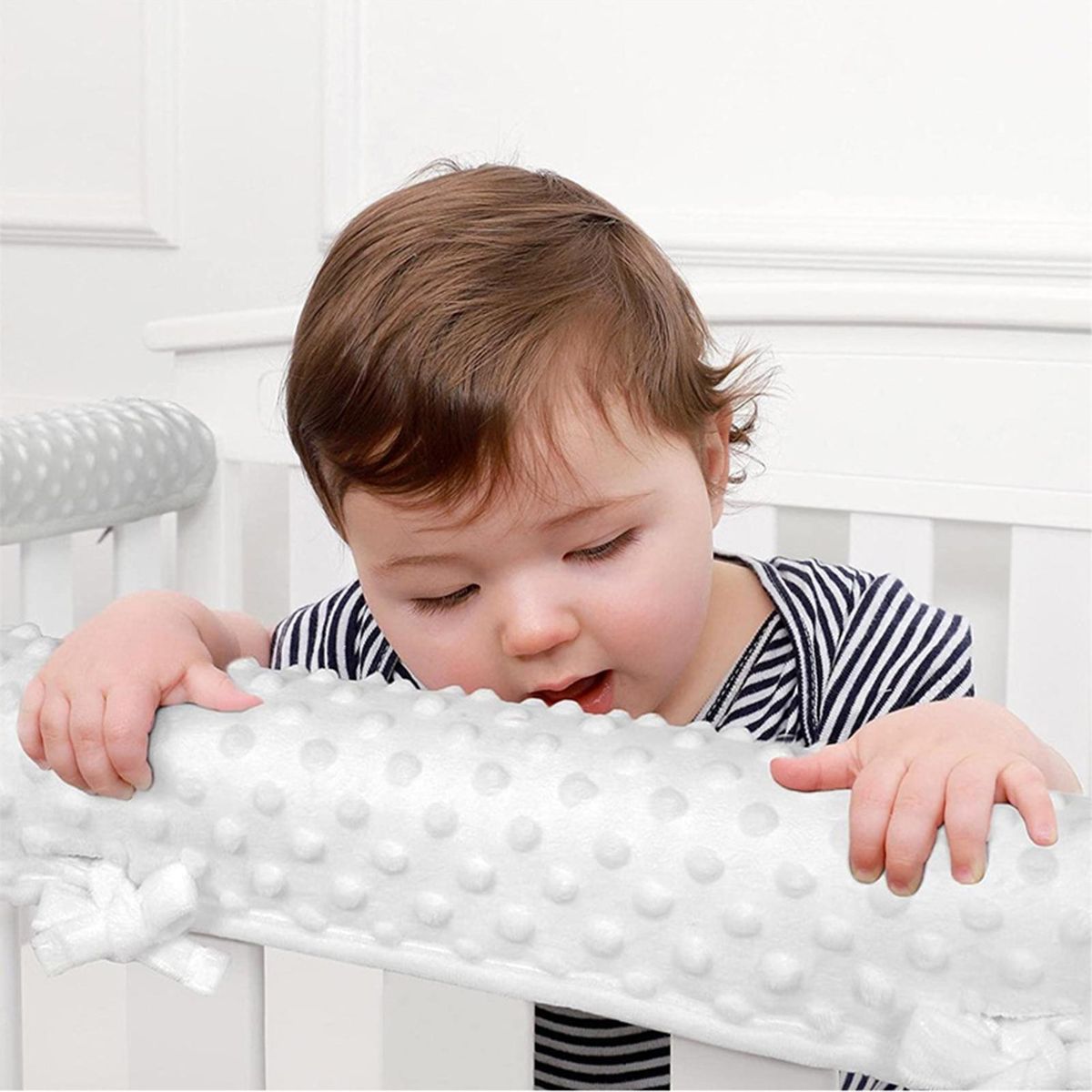 Collapsible Bed Rail for Kids Soft Safe Bed Rail Protection Set Baby White