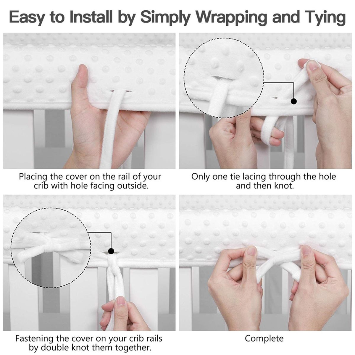 Collapsible Bed Rail for Kids Soft Safe Bed Rail Protection Set Baby White