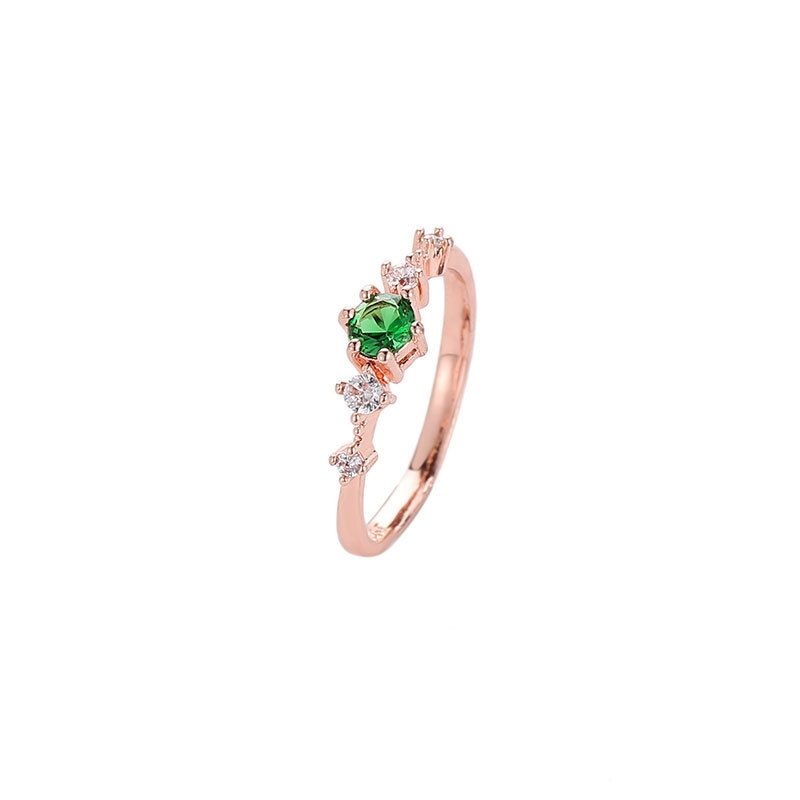 Women Vintage With Diamond Metal Ring, Ring Size:9(Green)