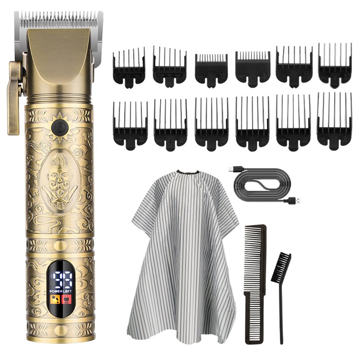 Electric Clippers USB Cordless Hair Clipper LED Display Fast