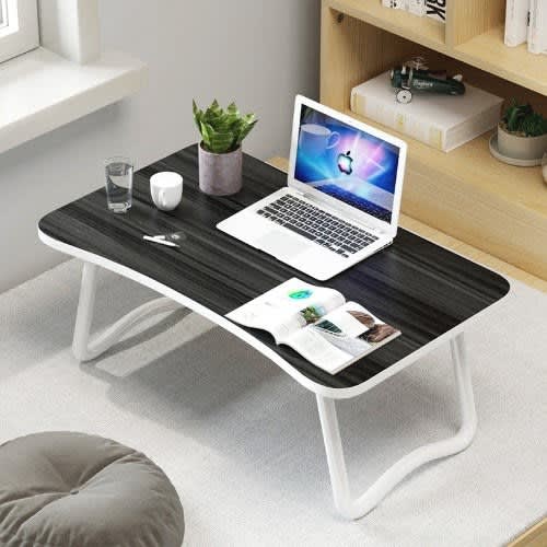 Portable Multifunctional Foldable Laptop Stand With Cup Hole - Black