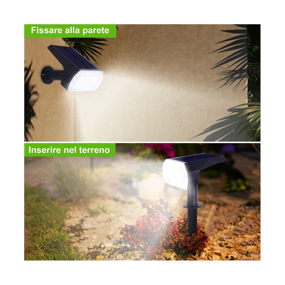 Solar Spotlights Outdoor2-In-1 Landscape Lights 7 LED Solar Powered IP65 Wall Light for Garden Driveway Porch