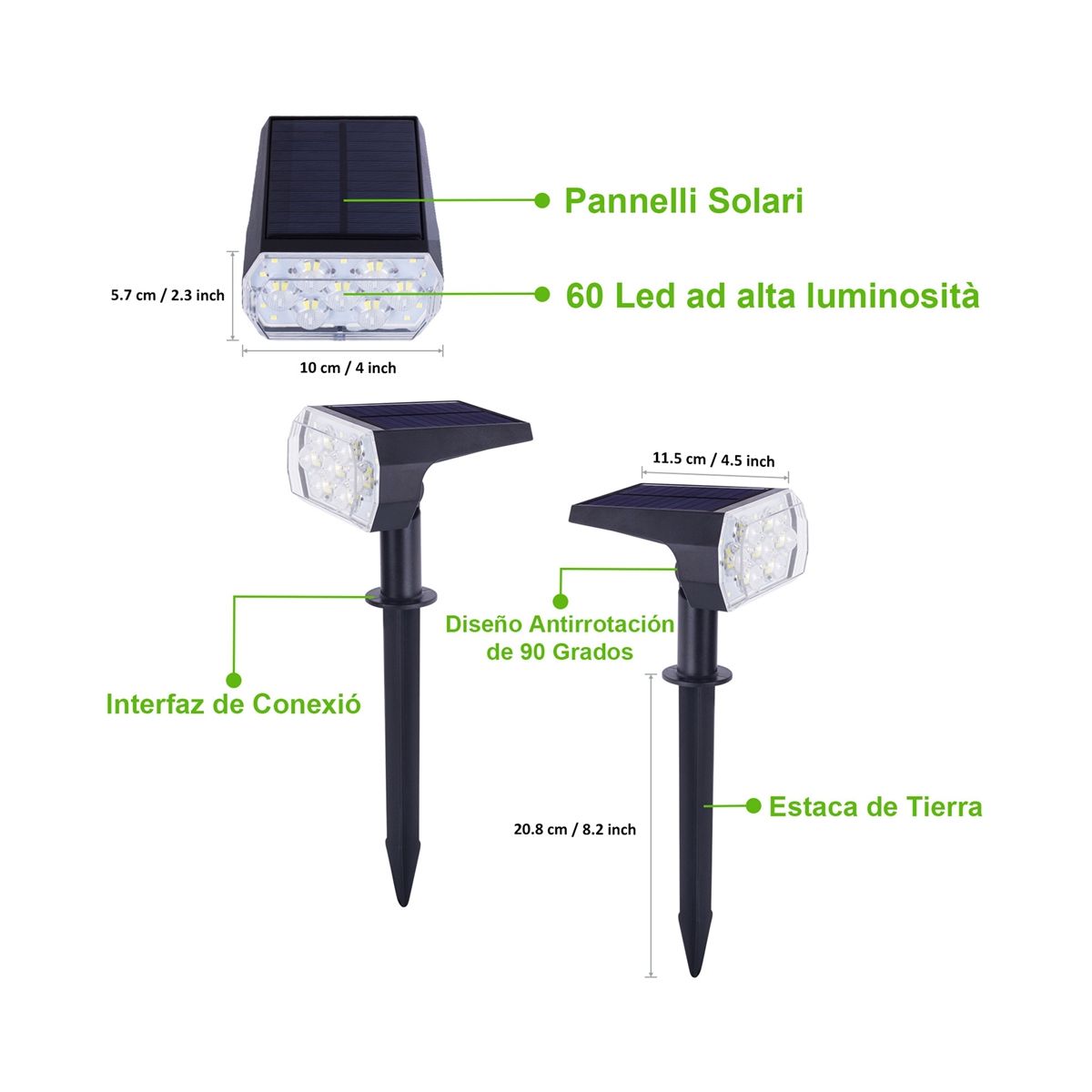 Solar Spotlights Outdoor2-In-1 Landscape Lights 7 LED Solar Powered IP65 Wall Light for Garden Driveway Porch