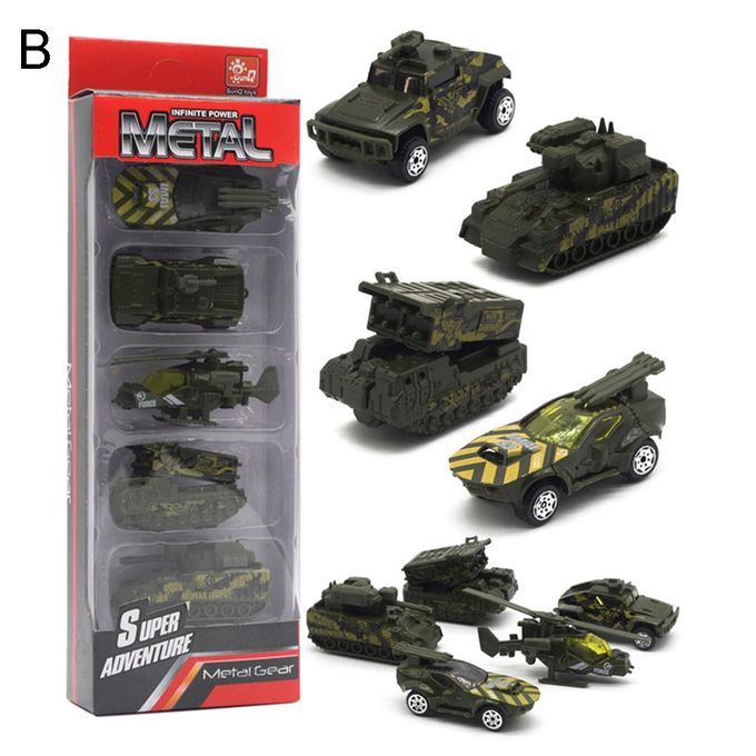 5Pcs 1/64 Diecast Alloy Engineering Racing Military Car-