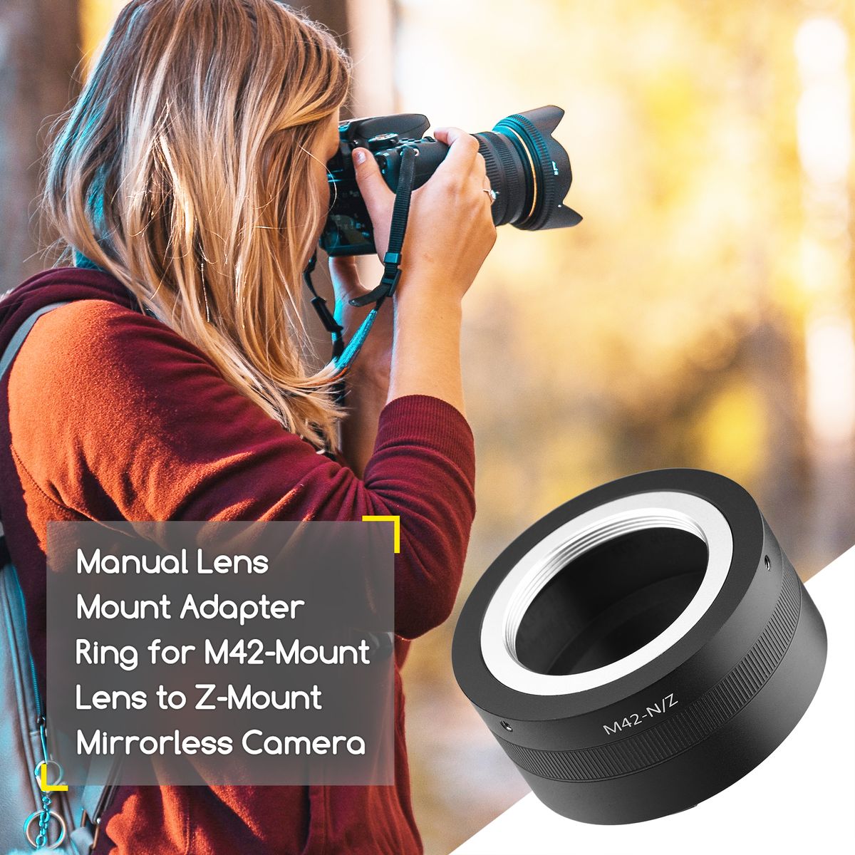 Manual Lens Mount Adapter Ring Aluminum Alloy For M42-Mount