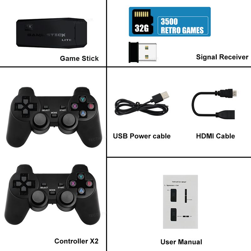 Wireless 4K HD Video Game Console 2.4G Double Controller PS1
